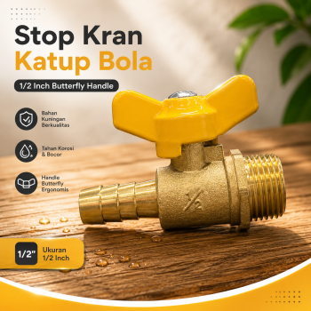 FMA Stop Kran Katup Bola Ball Valve Thread Joint Copper Pipe 1/2 Inch - DN15
