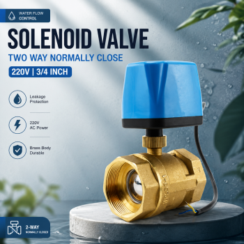 GRT Solenoid Valve Two Way Ball Brass Normally Close 220V 3/4 Inch - BTQ2024-H50