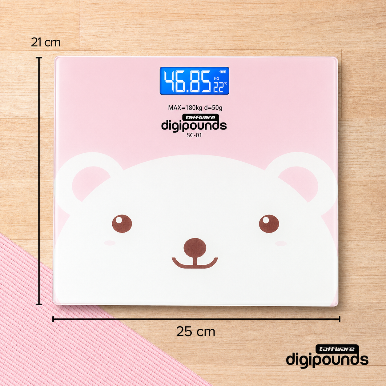 Taffware Digipounds Timbangan Badan LCD Digital Scale Battery 180kg - SC-01 Gambar produk Taffware Digipounds Timbangan Badan LCD Digital Scale Battery 180kg - SC-01 - 7