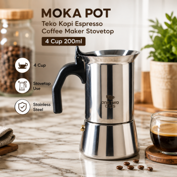 One Two Cups Moka Pot Teko Kopi Espresso Coffee Maker Stovetop - Z65