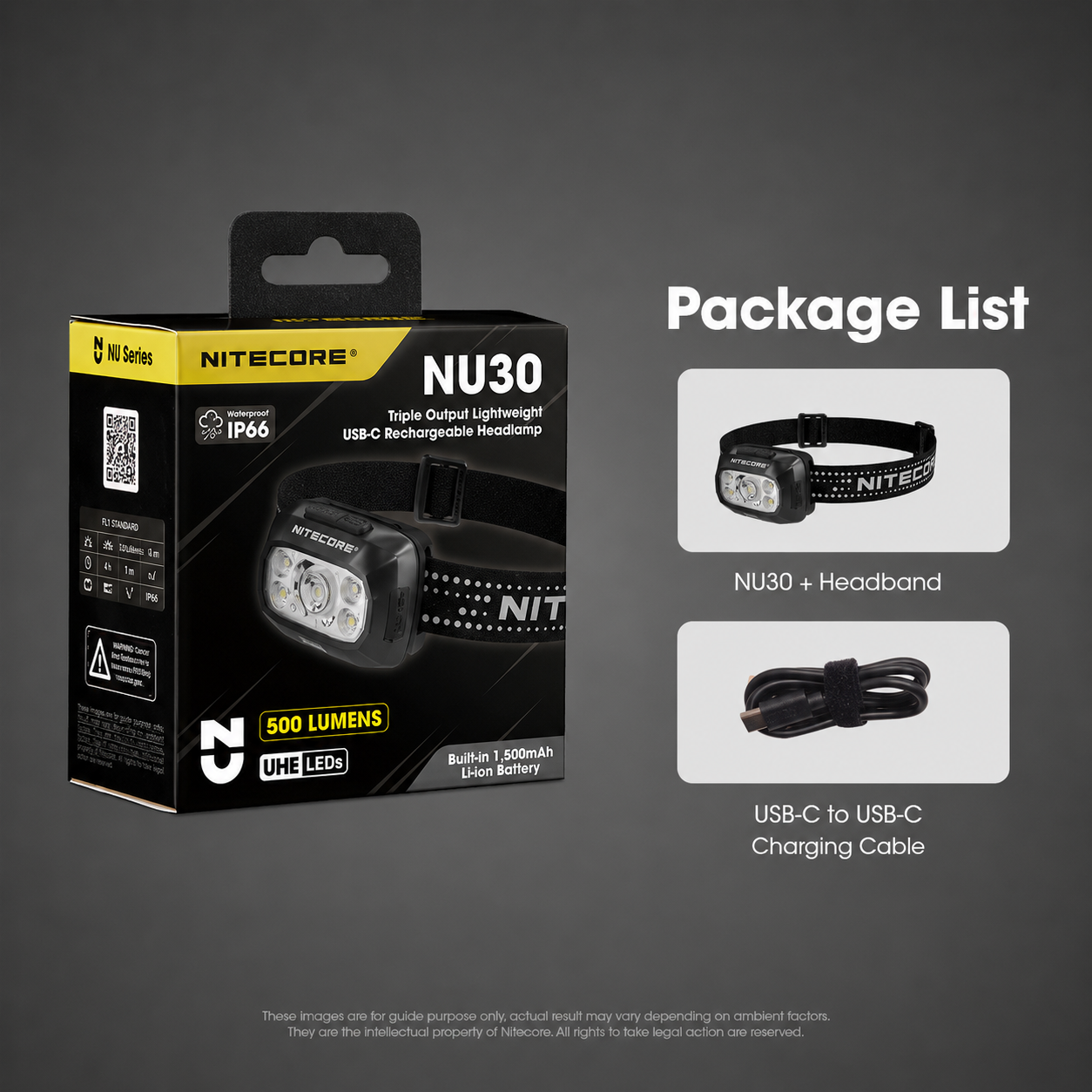 NITECORE Senter Kepala Headlamp LED Triple Output IP66 500 Lumens - NU30 Gambar produk NITECORE Senter Kepala Headlamp LED Triple Output IP66 500 Lumens - NU30 - 8