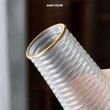 Gambar produk TaffHOME Vas Bunga Kaca Silinder Corrugated Nordic Simple Glass Vase - QT072 - 5