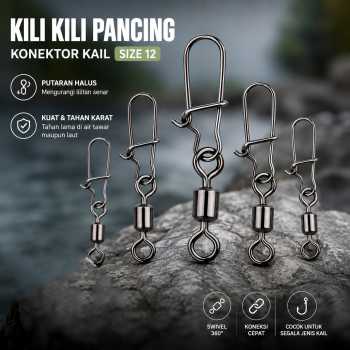 Gambar produk TaffSPORT Rolling Snap Swivel Kili Kili Pancing Konektor Kail 50 PCS Size 12 - MRH10