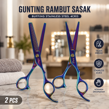 Gambar produk Biutte.co Gunting Rambut Lurus Sasak Buffing Stainless Steel 2 PCS - M1325