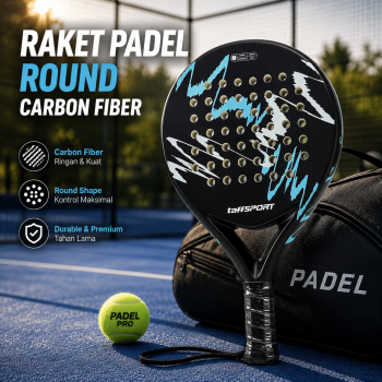 TaffSPORT Raket Padel Round Carbon Fiber 3.6cm Thickness 365g - 4018