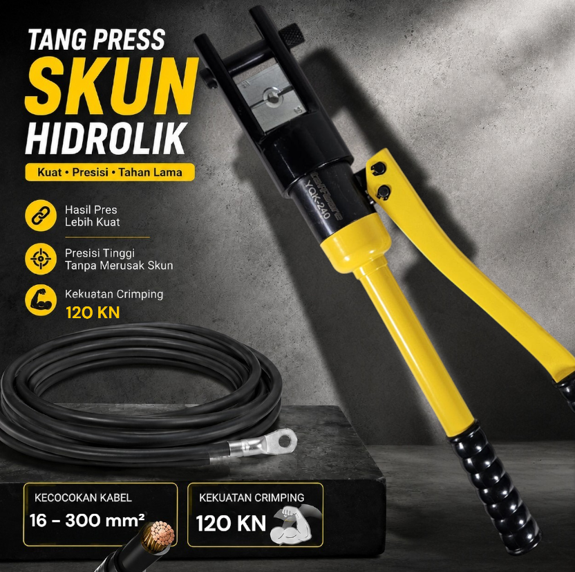 Taffware Tang Press Skun Hidrolik Crimping Pliers Tool - YQK-240 Gambar produk Taffware Tang Press Skun Hidrolik Crimping Pliers Tool - YQK-240 - Utama