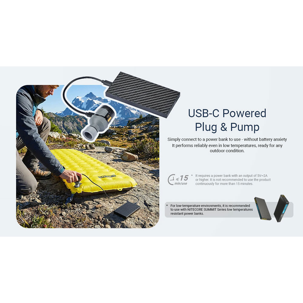 Gambar produk NITECORE Pompa Angin Elektrik Portable Air Pump USB Type C 2.8 kPa - AP01 - 2