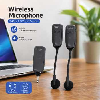TaffSTUDIO Wireless Microphone Headset 2.4GHz 2 PCS with Receiver - HX-W021