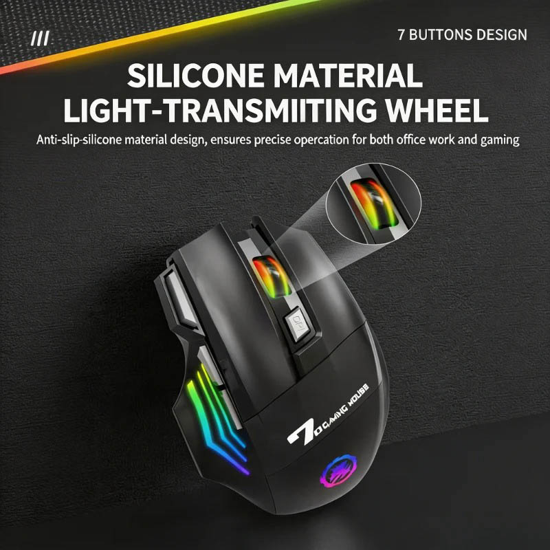 Gambar produk NUOLUX Mouse Gaming Wireless 2.4GHz Bluetooth Ergonomic 7 Key 3200DPI - X7 - 6