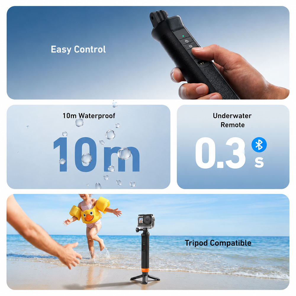 TELESIN Floating Bluetooth Selfie Stick Monopod DJI Osmo 6/5 Pro/4 360 - S4-FHG-01-TDJ Gambar produk TELESIN Floating Bluetooth Selfie Stick Monopod DJI Osmo 6/5 Pro/4 360 - S4-FHG-01-TDJ - 1