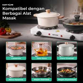 Gambar produk TaffHOME Kompor Listrik 2 Tungku Portable Coil Hot Plate 2000W - C2-2000-05 - 4