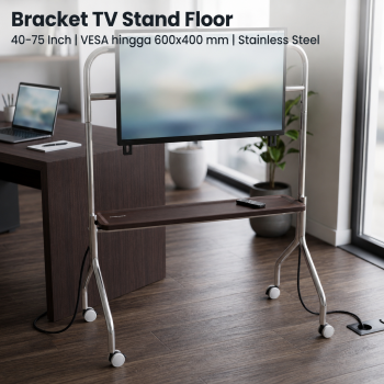 Taffware Bracket TV Floor Stand Wheel 1 Layer VESA 600x400 40-75 Inch - BXG01