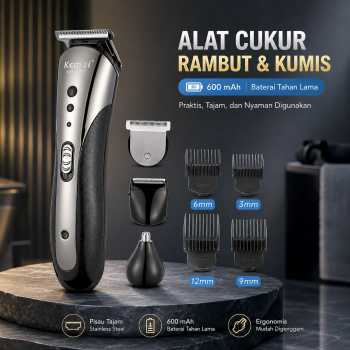 Gambar produk Kemei Alat Cukur Rambut Kumis Elektrik Hair Trimmer Rechargeable - KM-1407