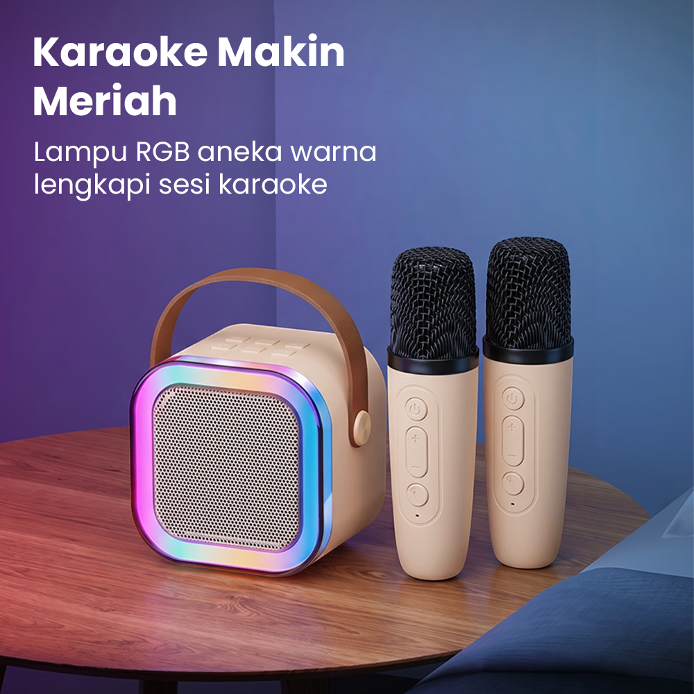 Gambar produk MEODY Speaker Bluetooth Karaoke Portable with 2 Microphone 800mAh 5W - K12 - 5