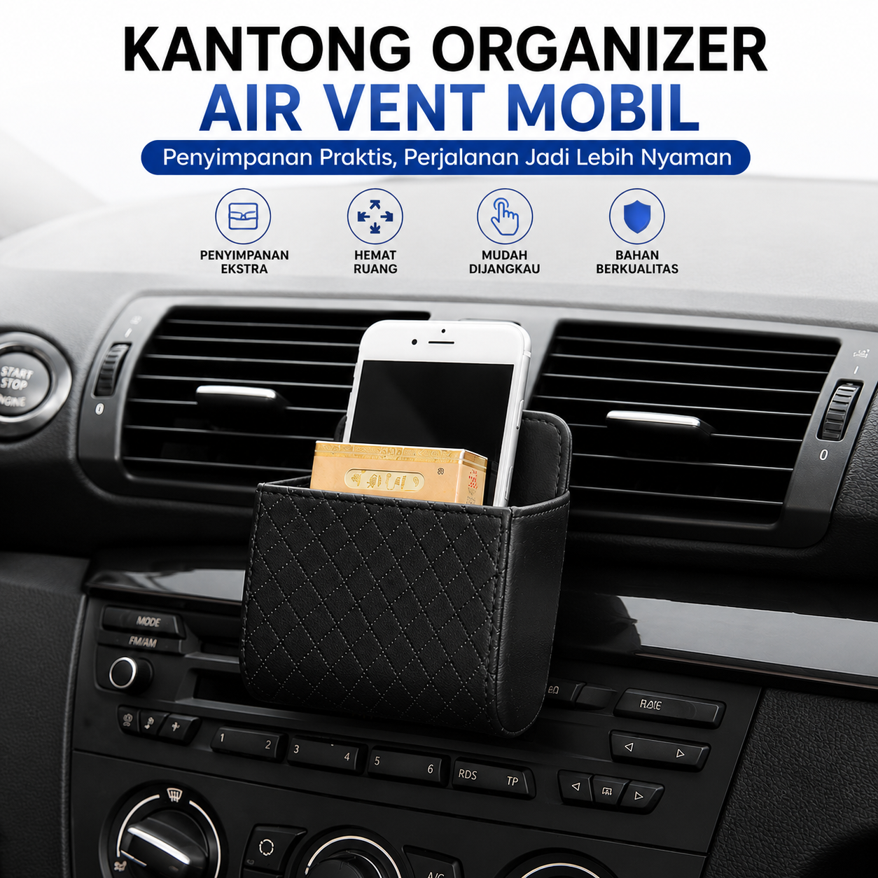 SEAMETAL Car Seat Organizer Mobil Air Vent AC Kulit PU - C37465 Gambar produk SEAMETAL Car Seat Organizer Mobil Air Vent AC Kulit PU - C37465 - Utama