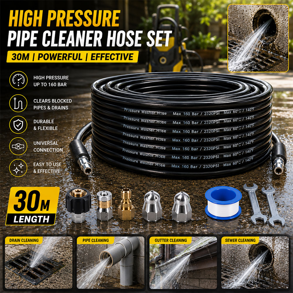 Bn Selang Air Elastis Pembersih Saluran Pipe Cleaner High Pressure Set 30M - YN-75 Gambar produk Bn Selang Air Elastis Pembersih Saluran Pipe Cleaner High Pressure Set 30M - YN-75 - Utama