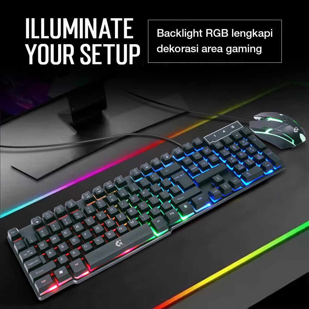 TaffGEAR Gaming Keyboard LED with Mouse - 832 Gambar produk TaffGEAR Gaming Keyboard LED with Mouse - 832 - 3