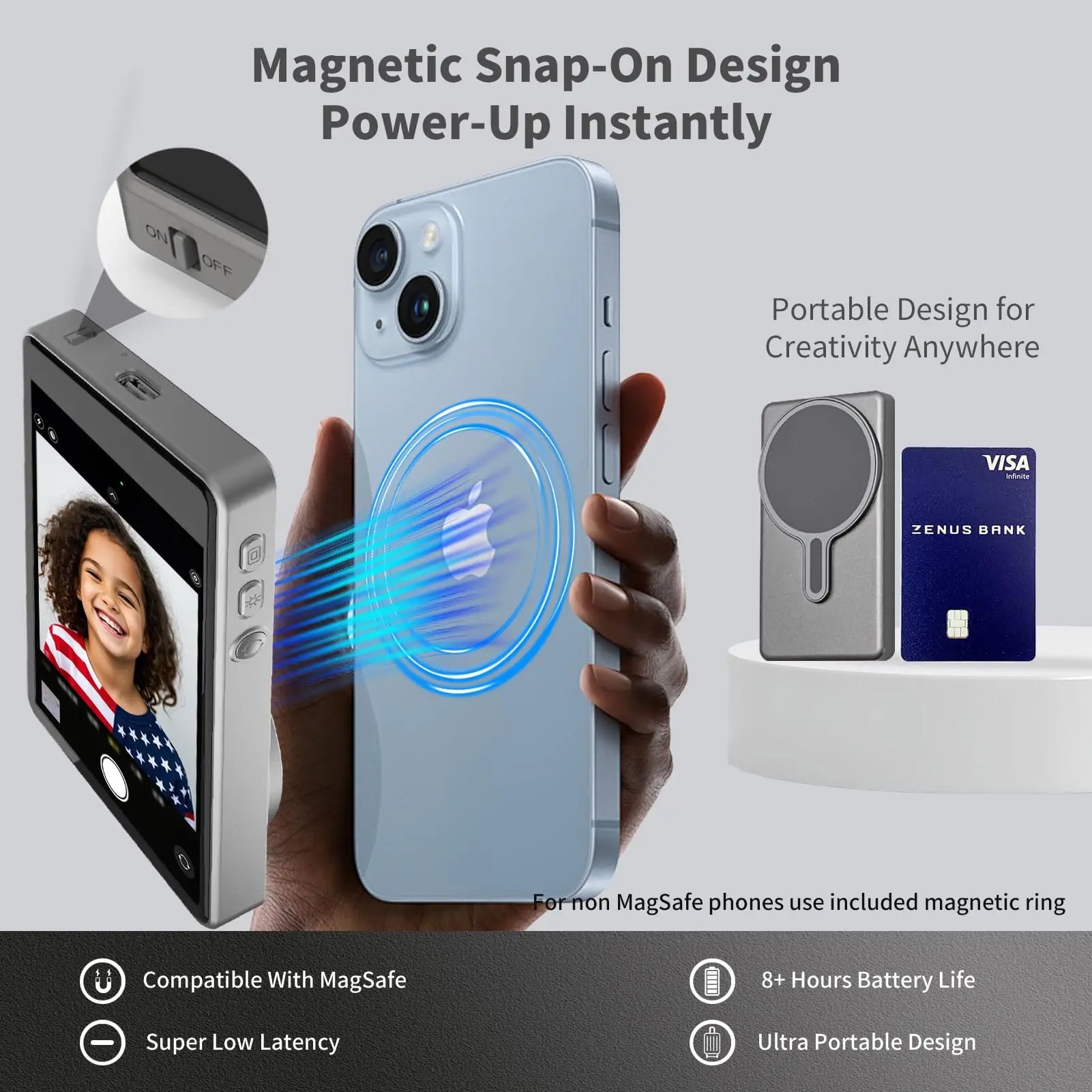 Gambar produk ILEPO Layar Selfie Screen Monitor Magnetic Magsafe Recorder 4.02 Inch - X5 - 3