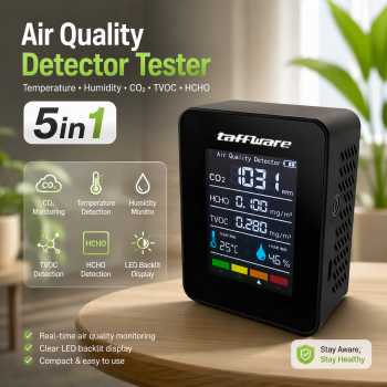 Taffware Air Quality Detector Tester Kualitas Udara CO2 TVOC HCHO 5in1 - M8