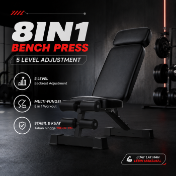 TaffSPORT Kursi Gym Bench Press Adjustable 8in1 5 Level Adjustment - YC-240