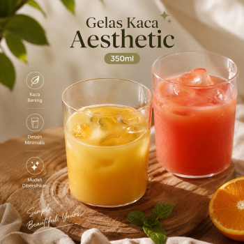 One Two Cups Gelas Kaca Aesthetic Kopi Teh Japanese Style Glass 350ml - UK35