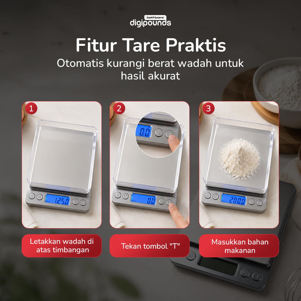 Gambar produk Taffware Digipounds Timbangan Dapur Digital 6 Satuan 2kg 0.1g - i2000 - 2