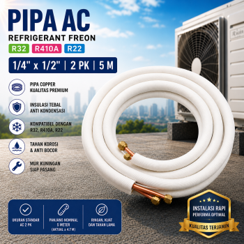 Esp Pipa AC Insulation Refrigerant Freon R32 R410 R22 1/4 x 1/2 2PK 5M - HC810