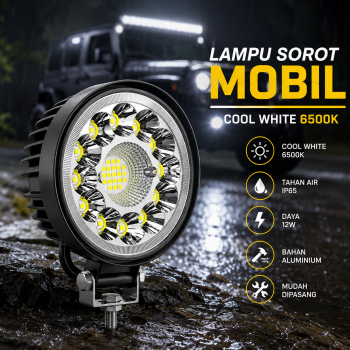 ANLITUO Lampu Sorot Mobil LED COB Spotlight Floodlight 6500K 12W 9-30V - HY-33