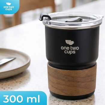 One Two Cups Gelas Tumbler Kopi Cup Lid Wood Cover Stainless 300ml - BC140