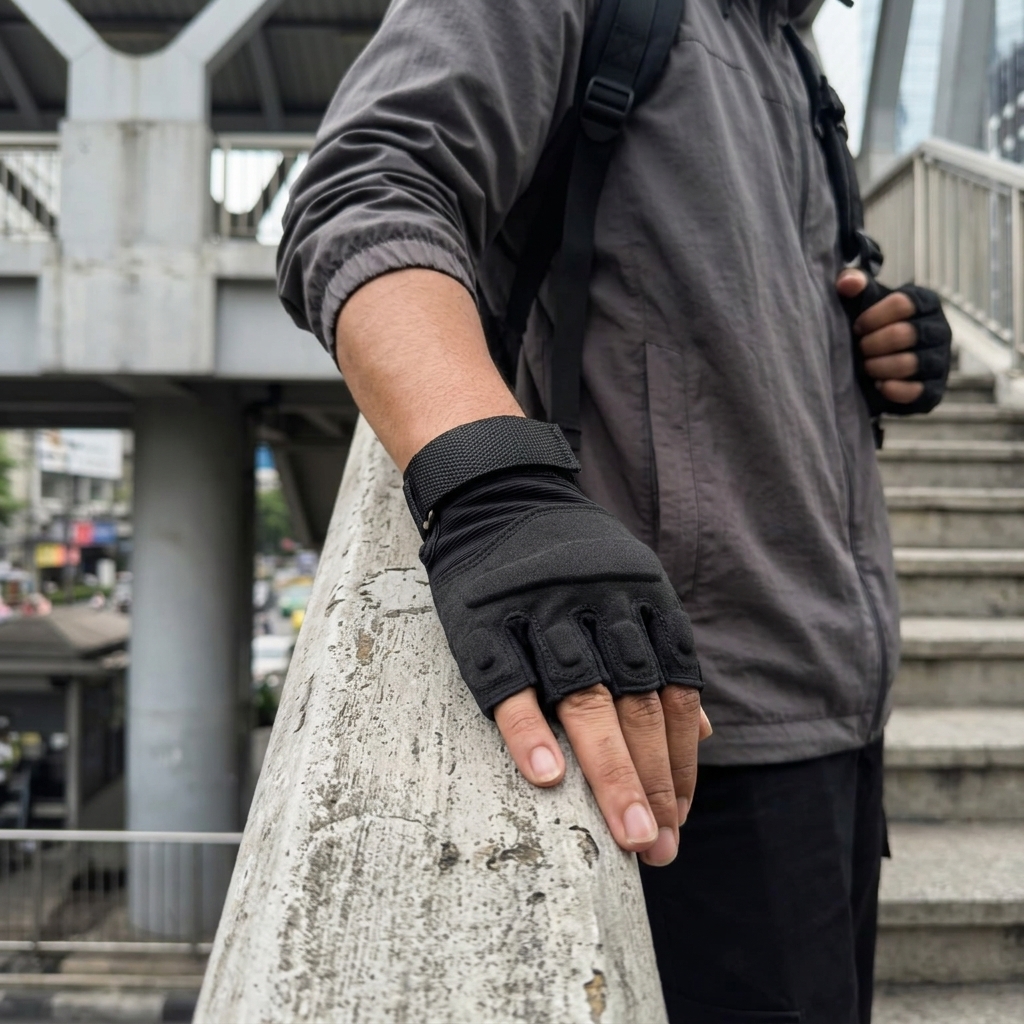 BATTLE WOLF Sarung Tangan Motor Tactical Half Finger L - PC016 Gambar produk BATTLE WOLF Sarung Tangan Motor Tactical Half Finger L - PC016 - 3
