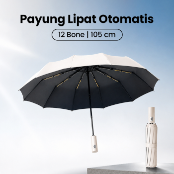 Gambar produk TRAVELY Payung Lipat Buka Tutup Otomatis Polos Anti UV 12 Bone 105cm - TRA002