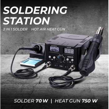 Gambar produk Mypovos Soldering Station 2in1 Solder 70W with Hot Air Heat Gun 750W - 8582D