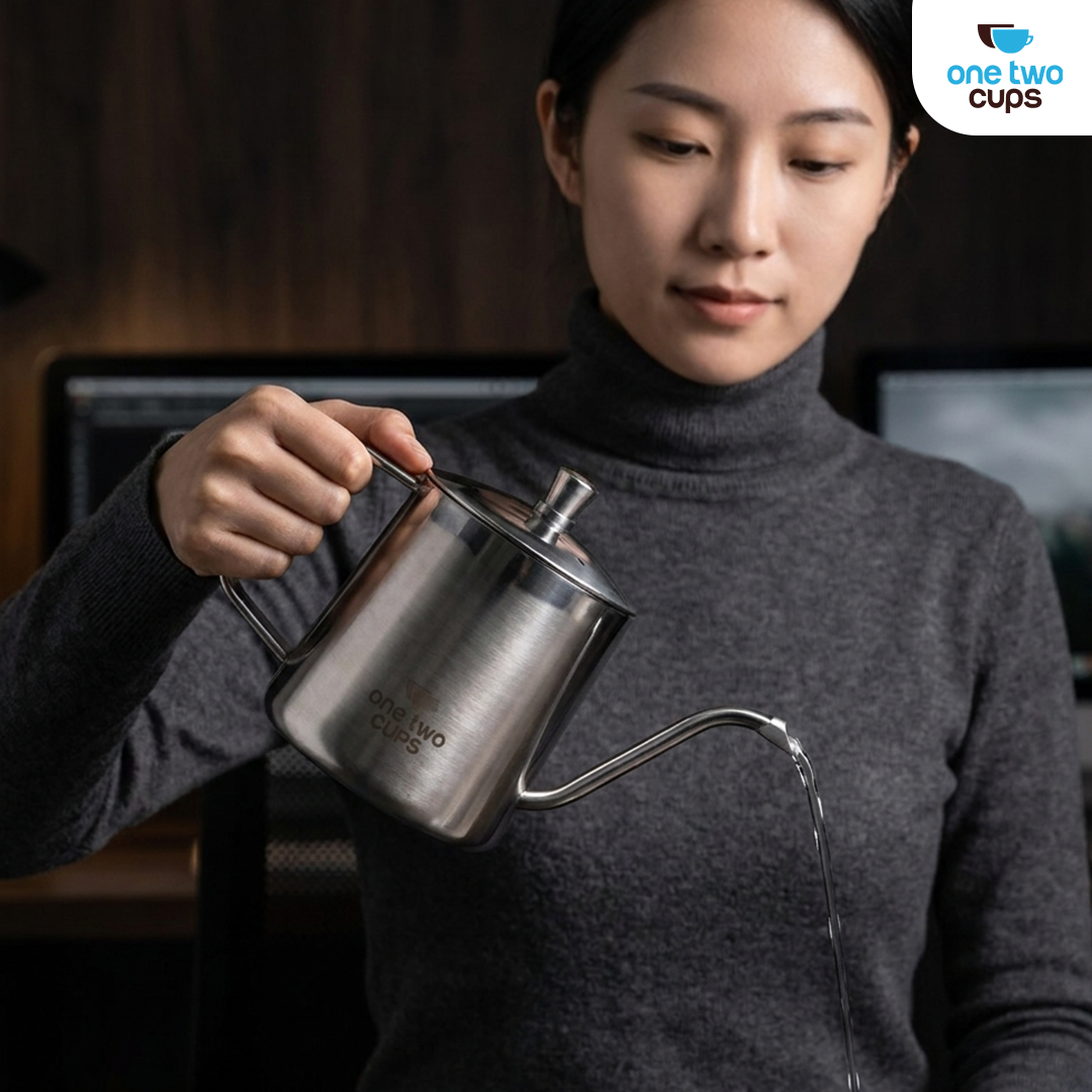 One Two Cups Teko Kopi Leher Angsa Gooseneck Pour Over Kettle 350ml - HS-10 Gambar produk One Two Cups Teko Kopi Leher Angsa Gooseneck Pour Over Kettle 350ml - HS-10 - 5