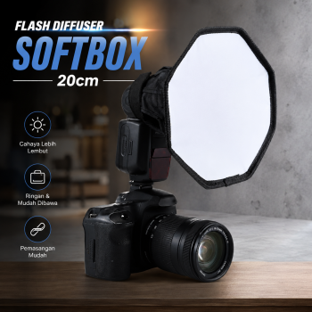 TaffSTUDIO Kamera Flash Diffuser Softbox Octagonal Universal 20cm - EXS-20