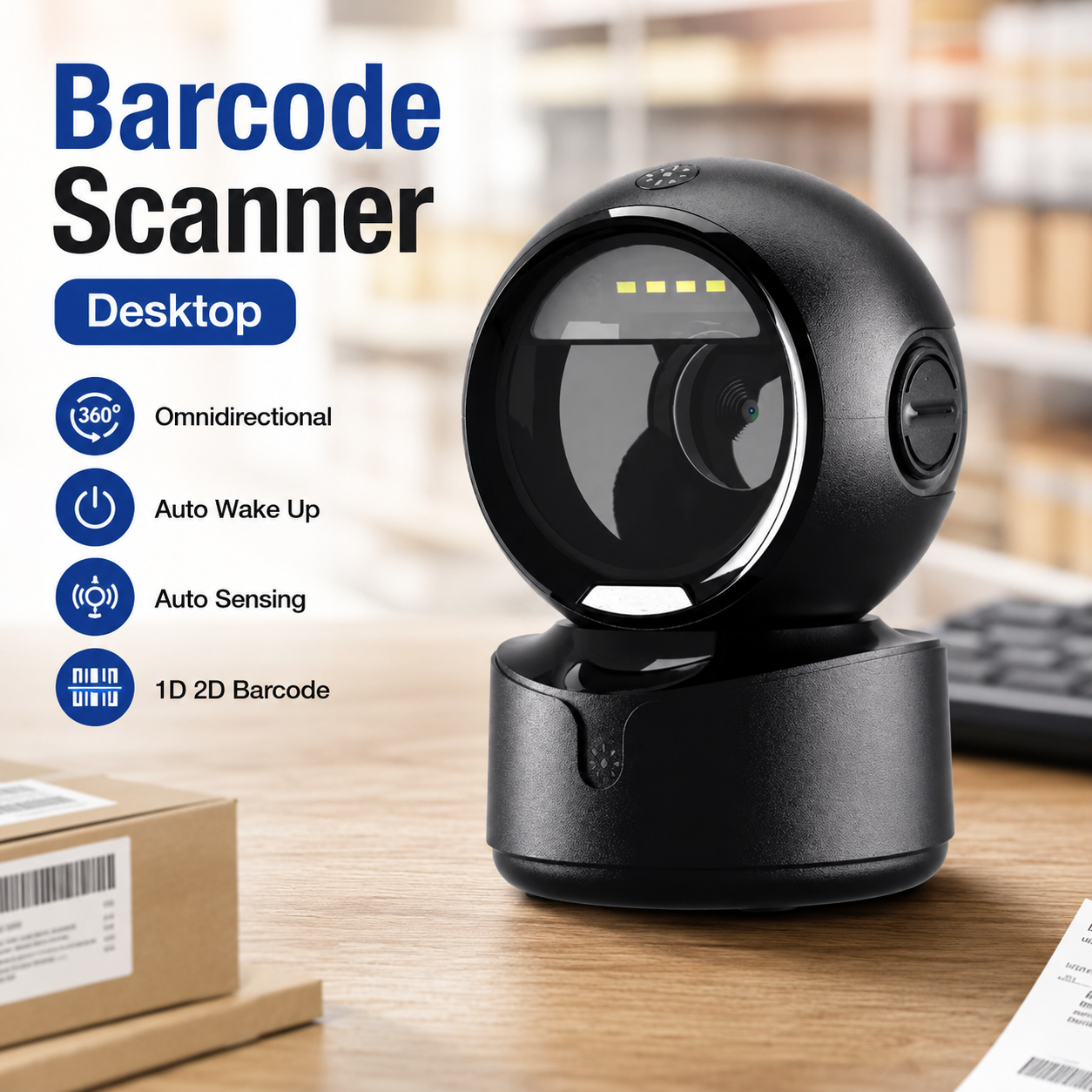 KEFFAR Barcode Scanner Desktop Omnidirectional Automatic Sensing 1D 2D - A5 Gambar produk KEFFAR Barcode Scanner Desktop Omnidirectional Automatic Sensing 1D 2D - A5 - Utama
