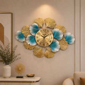 TaffHOME Jam Dinding Besi European Luxury Ginkgo Jaili Movement 73cm - 26106