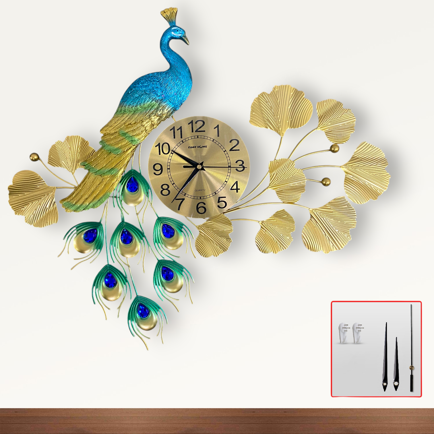 TaffHOME Jam Dinding Quartz Clock Iron Luxury Peacock 61cm - K26005 Gambar produk TaffHOME Jam Dinding Quartz Clock Iron Luxury Peacock 61cm - K26005 - 6
