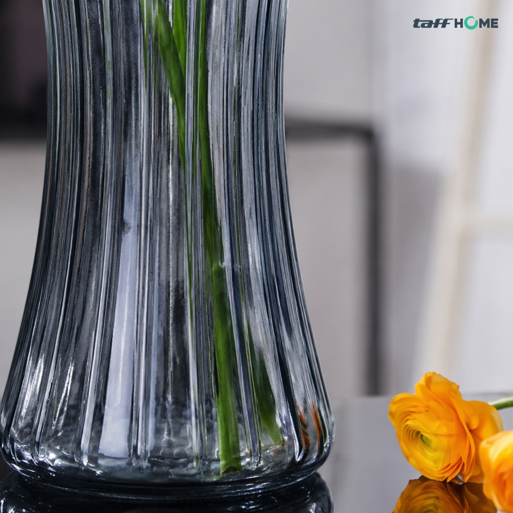 Gambar produk TaffHOME Vas Bunga Kaca Bening Estetik Vintage Glass Flower Vase - Y23 - 1