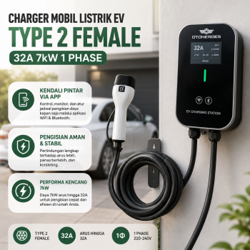 OTOHEROES Charger Mobil Listrik EV Bluetooth WiFi APP Type 2 Female - NDCDZ-16A/32A