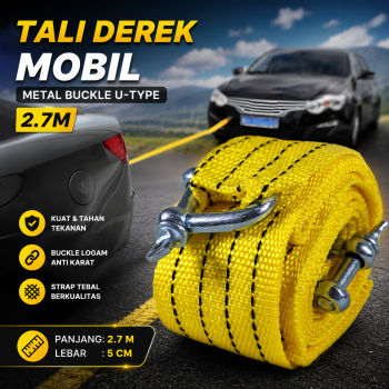 Gambar produk JEELY Tali Derek Mobil Emergency Tow Rope Metal Buckle U-Type 2.7M - JL30