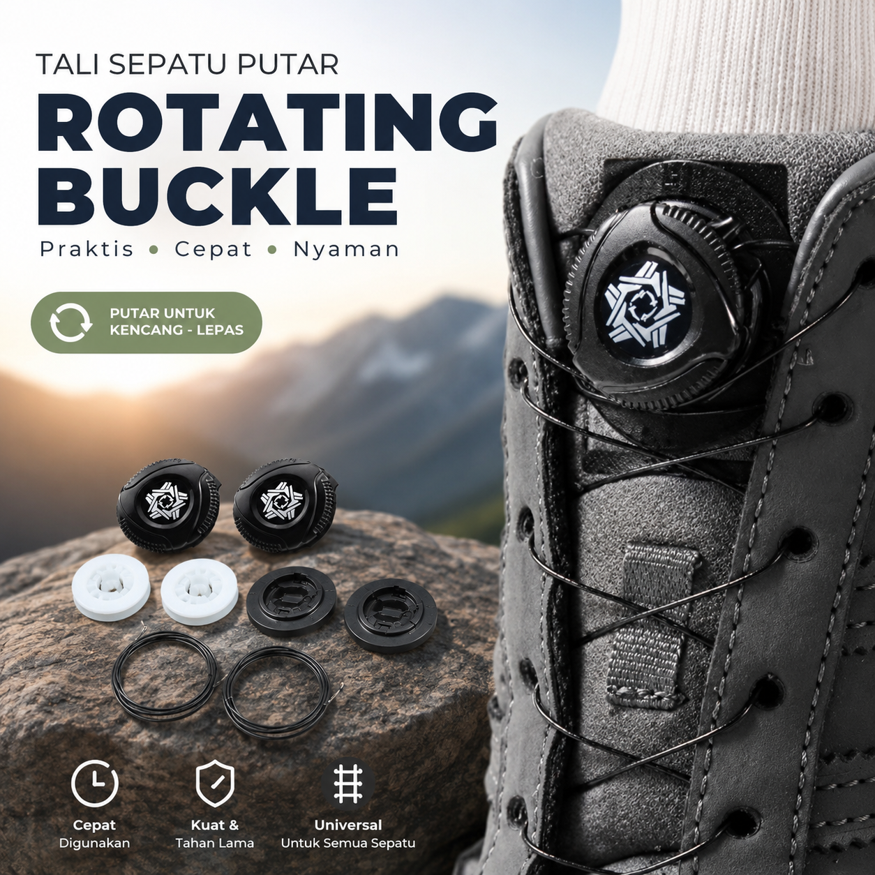 Silenching Tali Sepatu Putar Automatic Rotating Shoelace Buckle - INU66-B