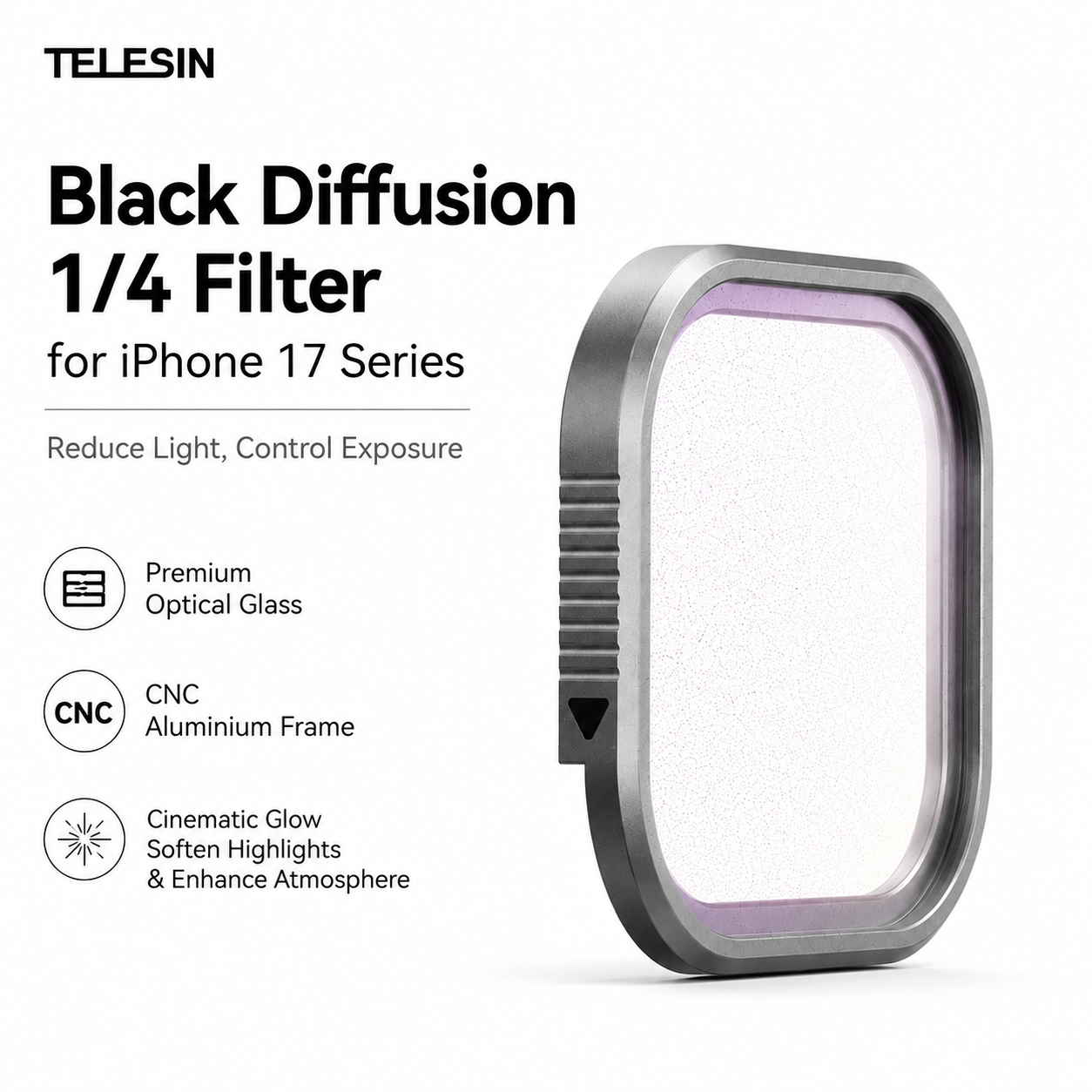 Gambar produk TELESIN Lens Camera Filter Black Diffusion 1/4 Magnetic iPhone 17 - P5-FLT-012 - Utama