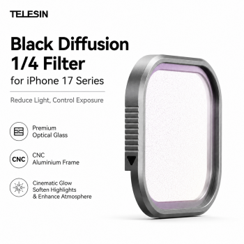 TELESIN Lens Camera Filter Black Diffusion 1/4 Magnetic iPhone 17 - P5-FLT-012