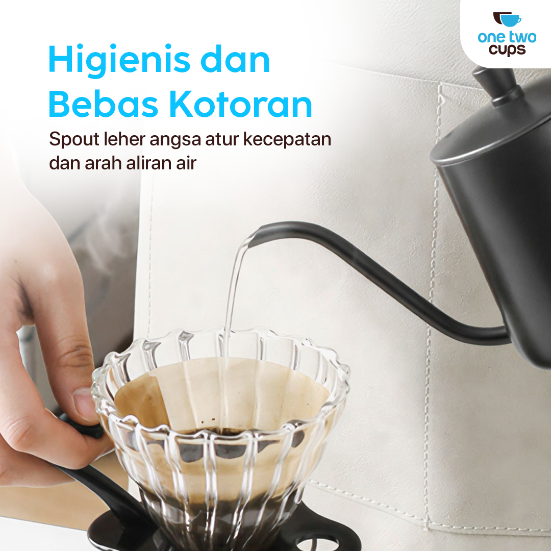 One Two Cups Teko Kopi Leher Angsa Gooseneck Pour Over Kettle 350ml - HS-10 Gambar produk One Two Cups Teko Kopi Leher Angsa Gooseneck Pour Over Kettle 350ml - HS-10 - 2