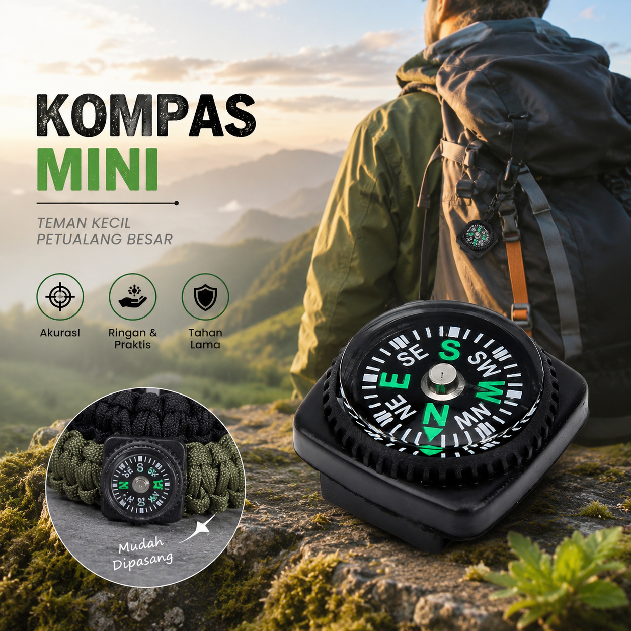 Gambar produk SUUNTO Kompas Mini Serbaguna Outdoor Camping Hiking for Watch Strap - Utama