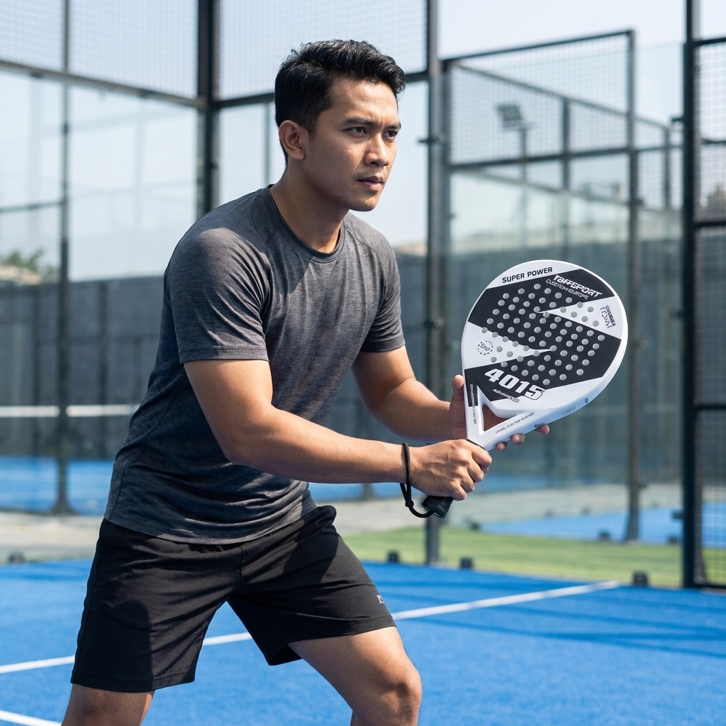 Gambar produk TaffSPORT Raket Padel Round Carbon Glass Fiber 3.8cm Thickness 360g - 4015 - 6