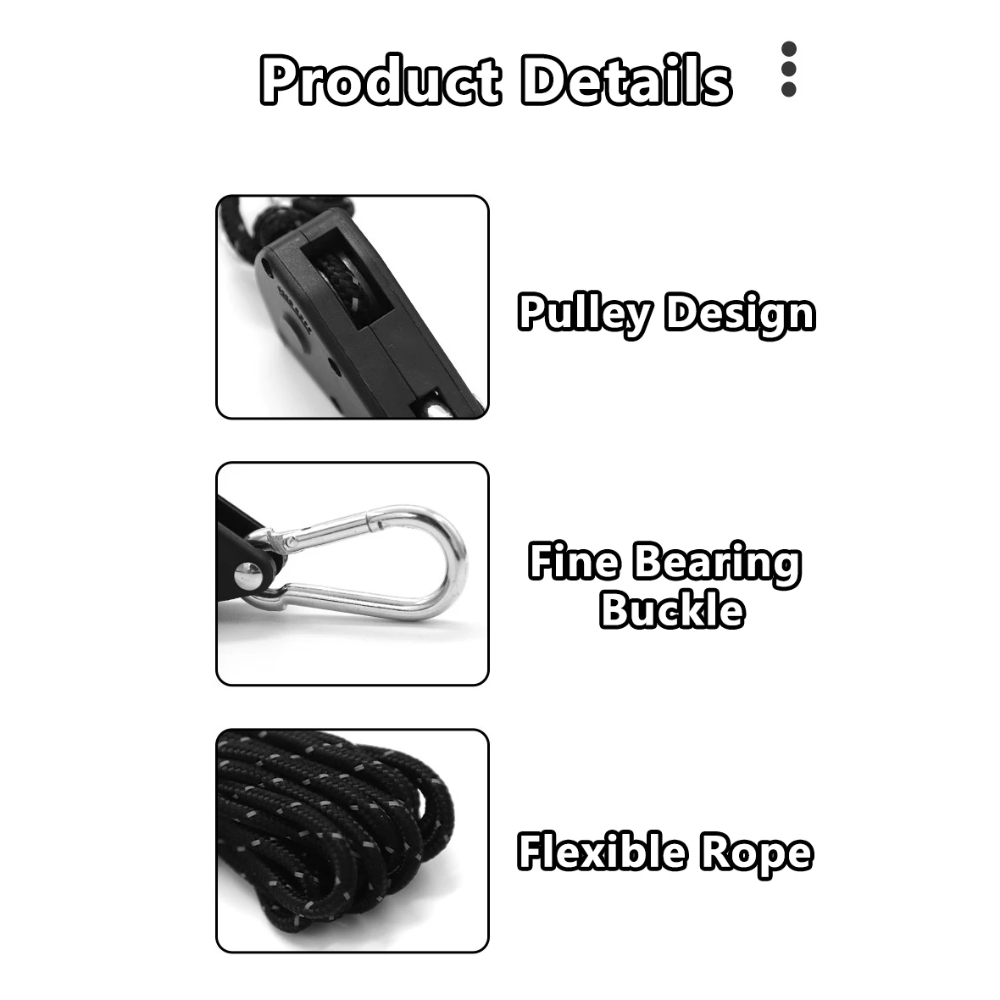 JOFU Tali Tenda Paracord Rope Tent 1/8 Inch Lifting Pulley 4 PCS 2M - SH200 Gambar produk JOFU Tali Tenda Paracord Rope Tent 1/8 Inch Lifting Pulley 4 PCS 2M - SH200 - 2