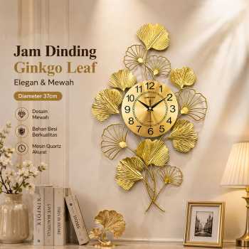 TaffHOME Jam Dinding Elegan Daun Ginkgo Quartz Movement 55cm - 2102-55
