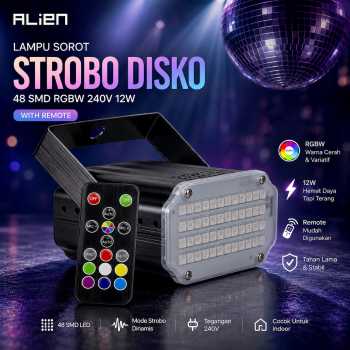 ALiEN Lampu Sorot Strobo Disko 48 SMD RGBW 240V 12W with Remote - SL-48