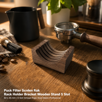 ELPINIS Puck Filter Screen Rak Rack Holder Bracket Wooden Stand - 5 Slot Brown